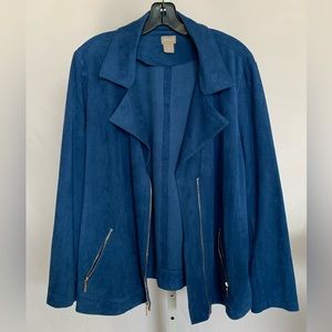 CHICO’S (Size 3) Blue Faux Suede Jacket